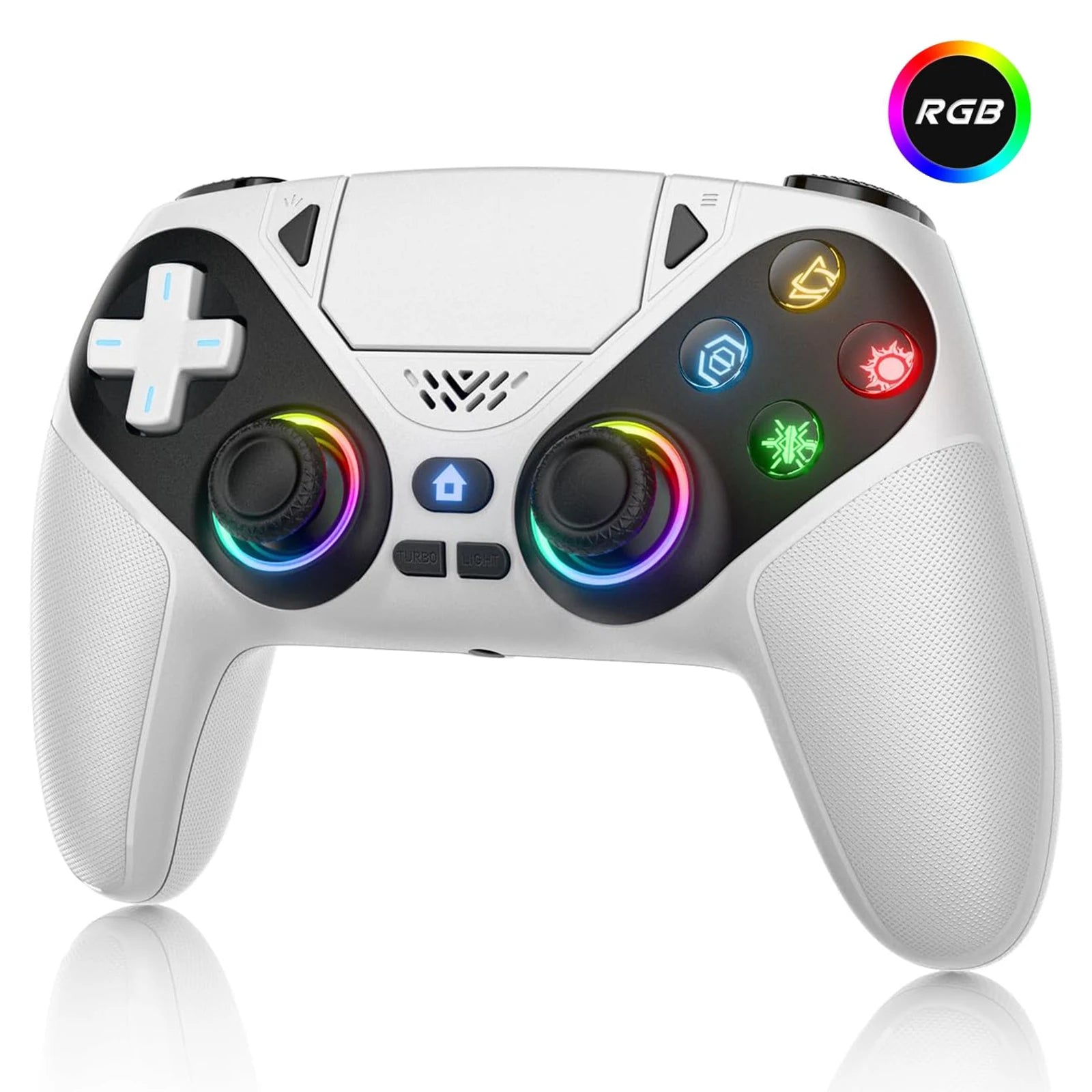 Gamromb kabelloser RGB PS5/PC-Controller – 6-Achsen-Gyroskop, Anti-Drift, Turbo, Makro