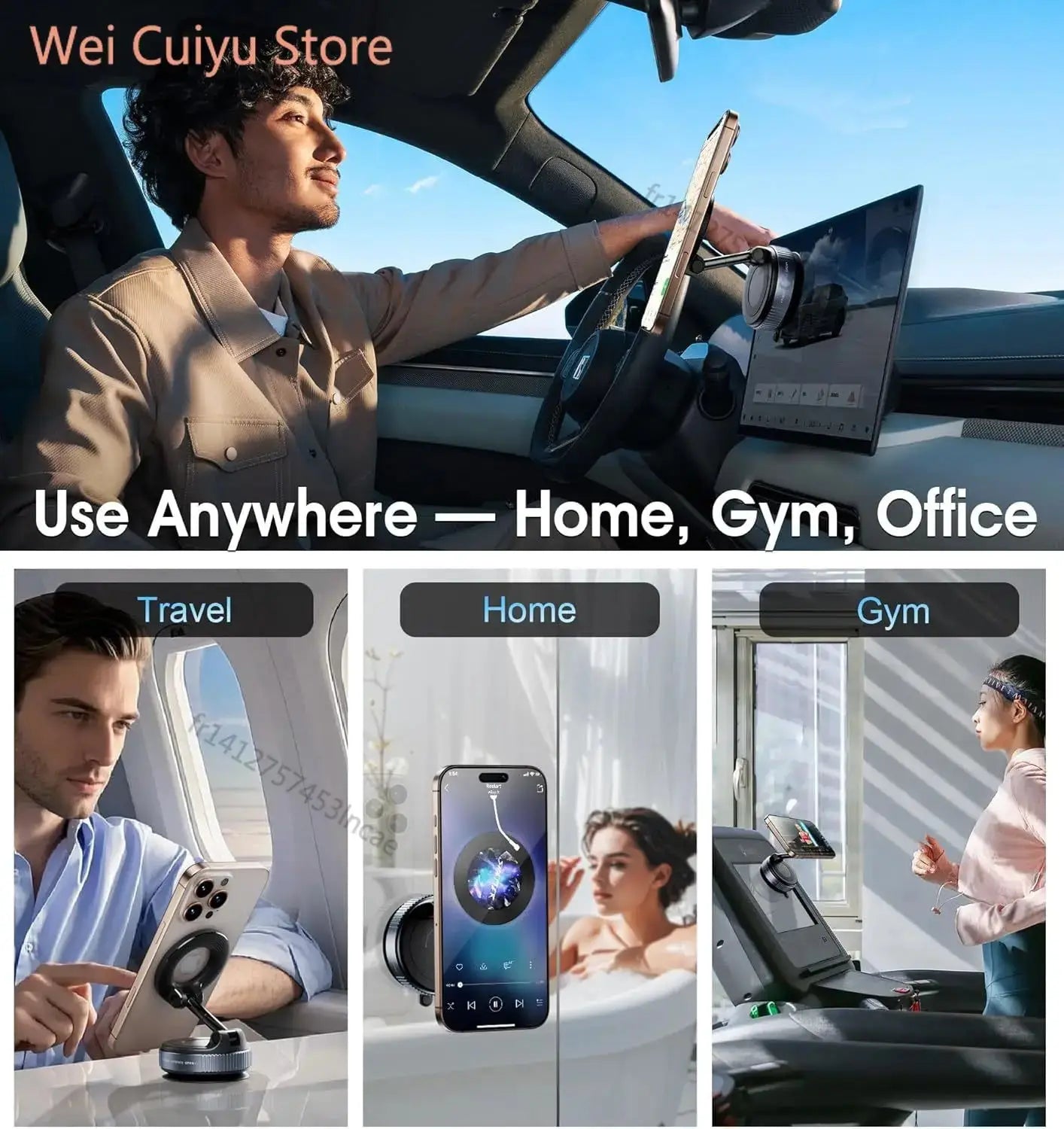 Support Téléphone Magnétique NUOYING – 360° | Ventouse | Voiture & Bureau TechVisio