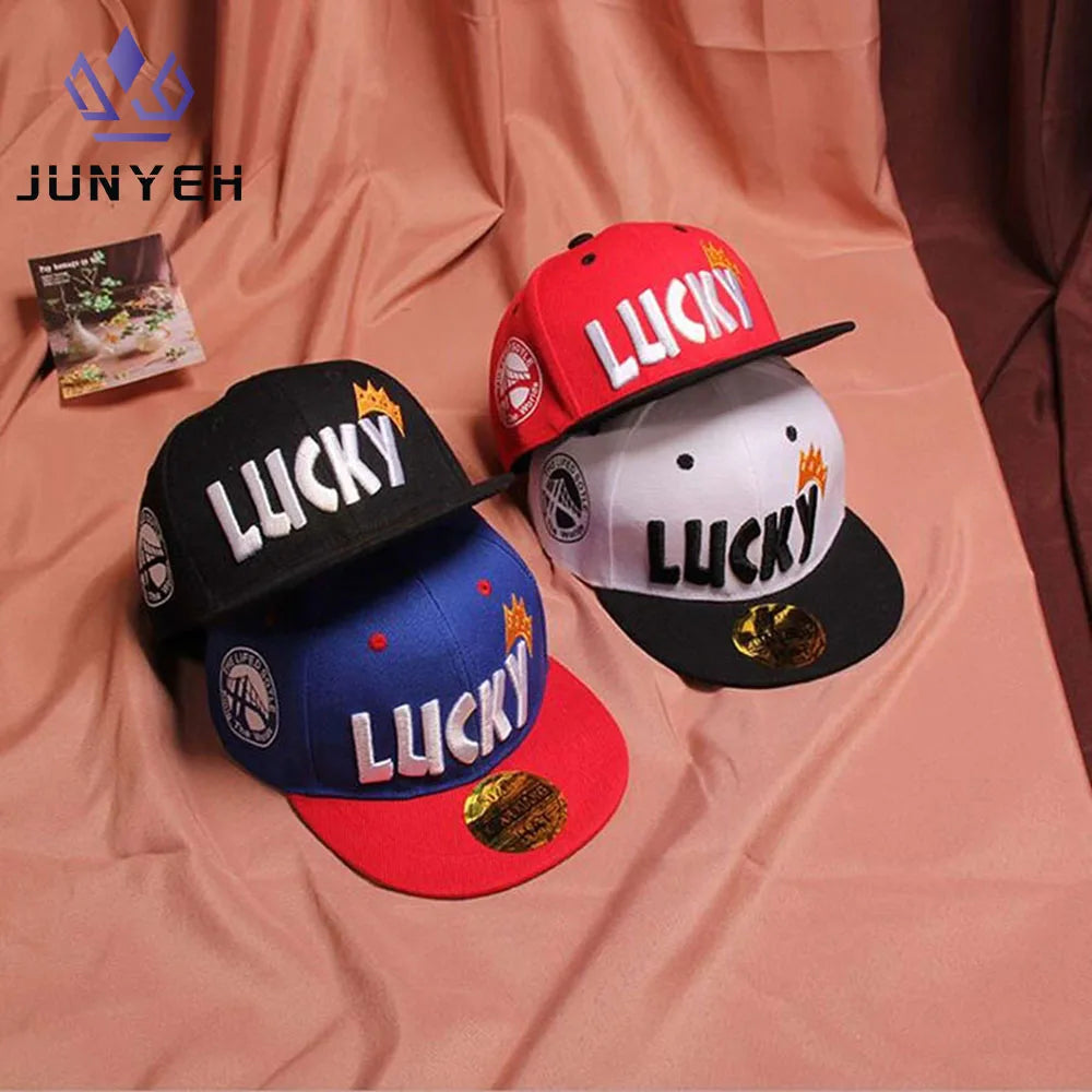 Children's Peaked Caps Lucky Baby Boys Sun Hat Embroidery Cotton Girls Baseball Cap Kids Children Hip Hop Hat 3-10 Years TechVisio