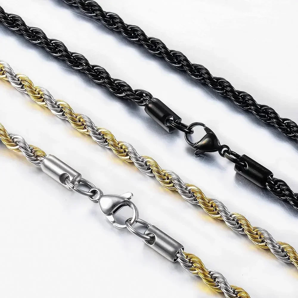 Chaîne Corde Acier Inoxydable – Waterproof | 4 Couleurs & 5 Largeurs