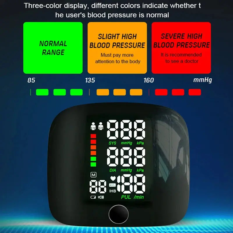 Tensiomètre Poignet Rechargeable Fireurus – Voix Anglaise, Mémoire, Soin Santé TechVisio