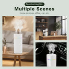 Humidificateur Double Buse 600ml – LED, Aromathérapie, 6-12h, USB TechVisio
