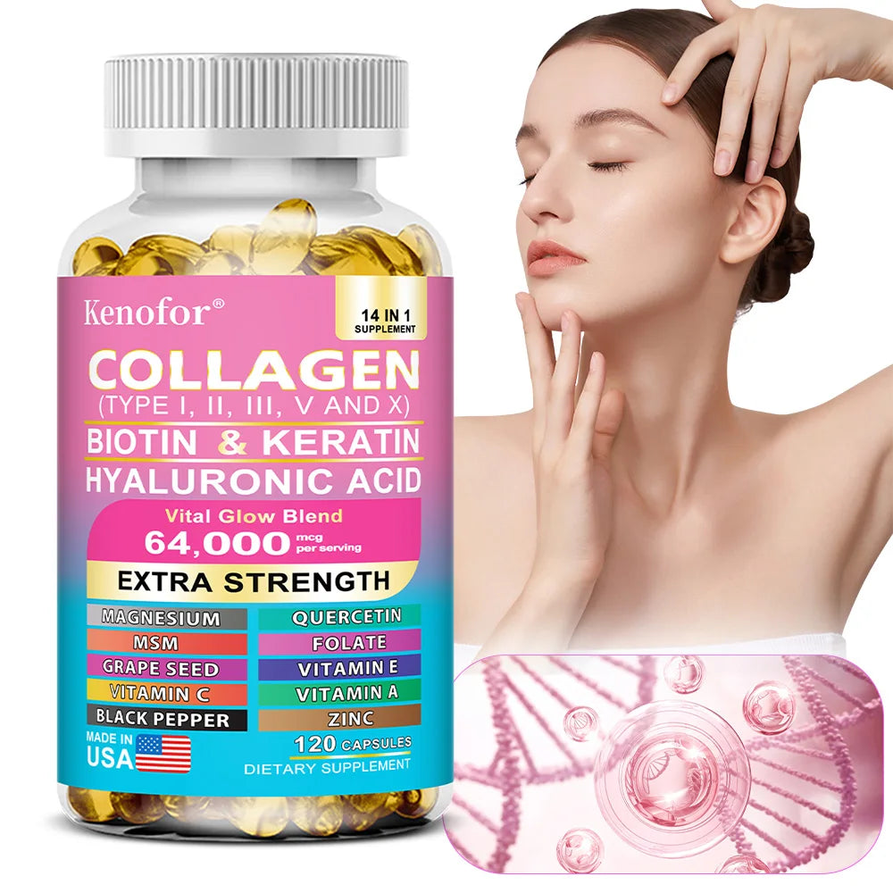 Kenofor Collagène 14-en-1 – Biotine, Kératine & Acide Hyaluronique