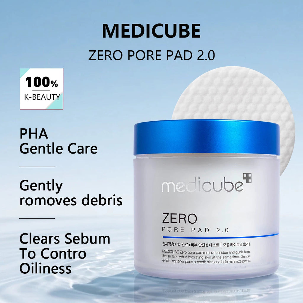 Medicube ZERO PORE PAD 2.0,Pre-Soaked Dual-Texture Cotton Pads,Hydrating&Soothing Formula,Korean Skincare,K-Beauty,Korean Makeup TechVisio