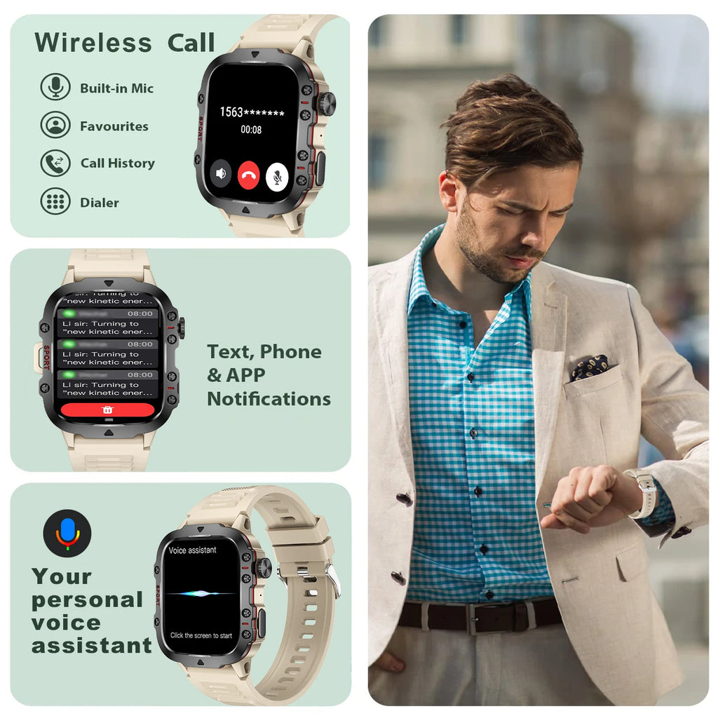 LIVLOV Smartwatch – KI | 1,96" HD-Bildschirm | Über 100 Sportmodi | BT5.2