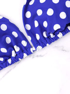 2 Pcs/Set Women's Beach Swimsuit Bikini Set Summer Blue And White Polka Dot Pattern Swimsuit Vacation Casual Lady's Bikini Set TechVisio