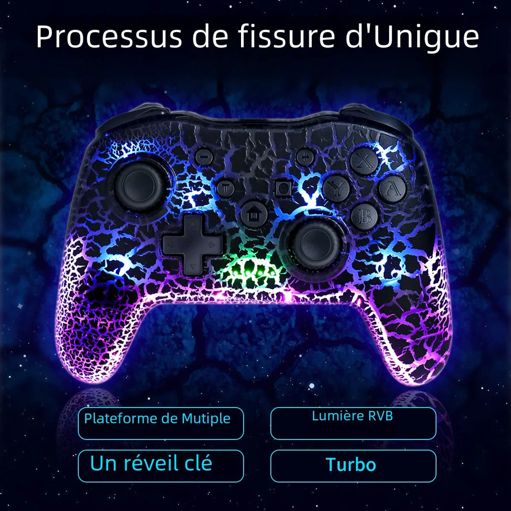 GAMINJA NS015 Wireless Controller – RGB Crack | Gyroscope | Switch PC PS3