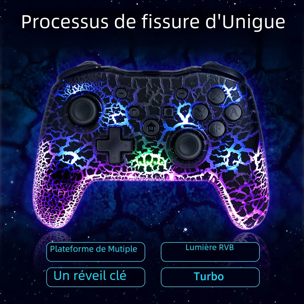 GAMINJA NS015 Wireless Controller – RGB Crack | Gyroscope | Switch PC PS3