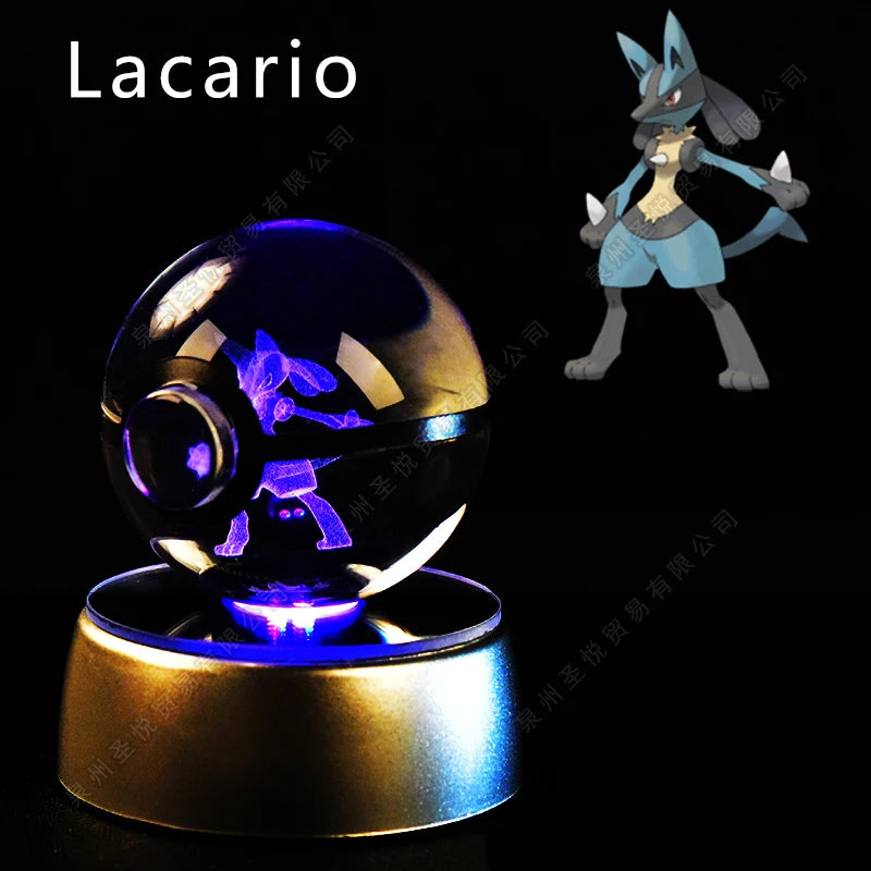 Boule de Cristal Pokémon 3D LED – 36 Personnages, Socle Lumineux, Cadeau