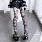 Lolita Girls Cute Pentacle Print Tights Women Sexy Gothic Punk Magical Five-Pointed Star Mesh Fish Net Pantyhose Body Stockings TechVisio