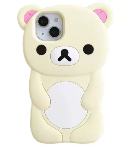 Cartoon Rilakkuma Bear Silicone Soft Cover Case For iPhone 17 16 15 14 13 12 11 Pro Max Plus Xs XR 6 7 8 Plus 5 5S 4 4S TechVisio