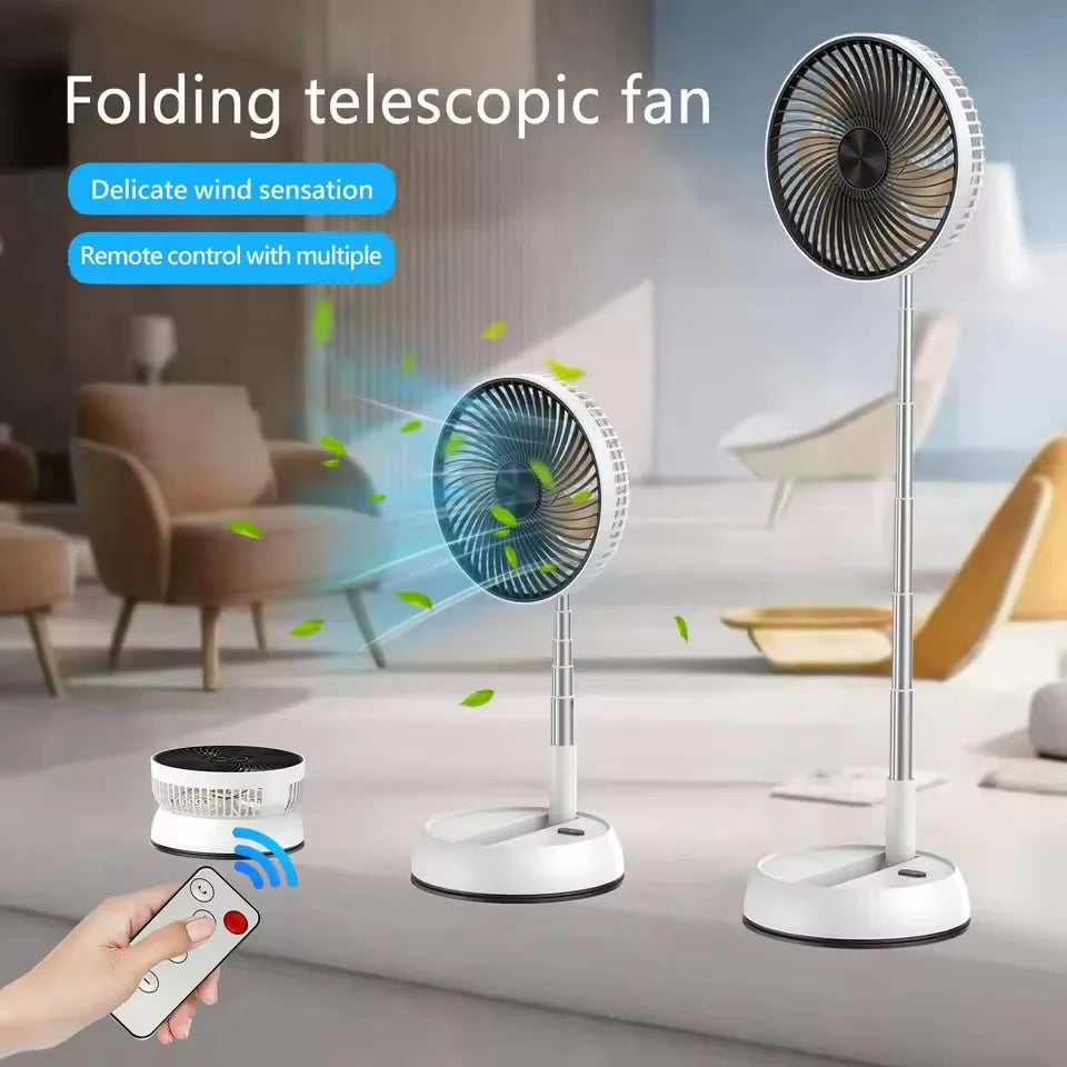 Portable Folding Fan 6000mAh USB Remote Control Air Cooler Silent Rechargeable Wireless Floor Standing Fan For Outdoor Home TechVisio