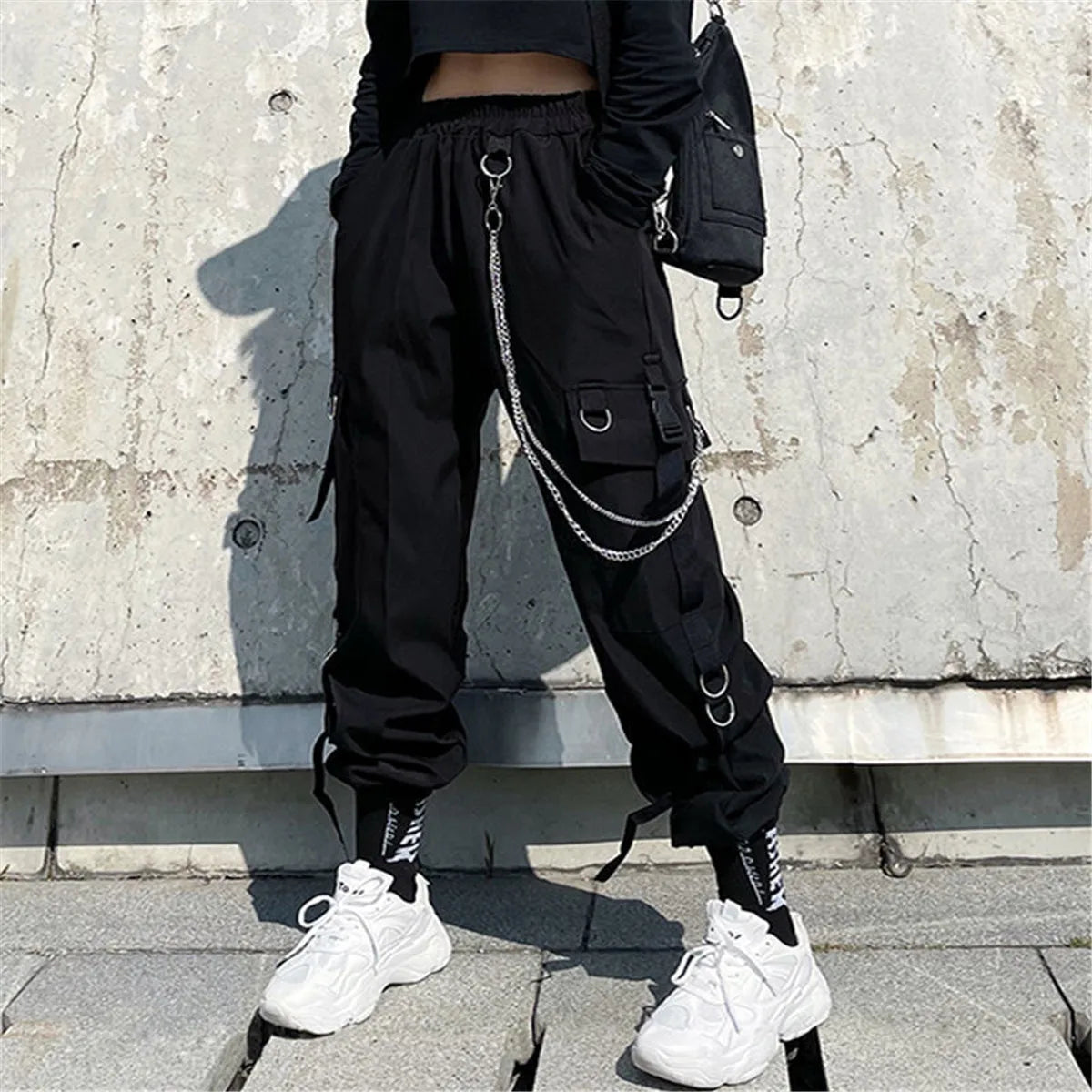 2025 Hip Hop Cargo Pants Men Women Baggy Tactical Trouser With Nwcklace Fashion Stududet Summer Outwork Joggers Trouser Female TechVisio