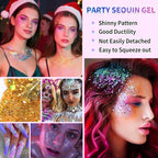 10 piece body glitter gel, carnival face glitter cosmetics suitable for women, shiny thick hair glitter, carnival accessories fo TechVisio