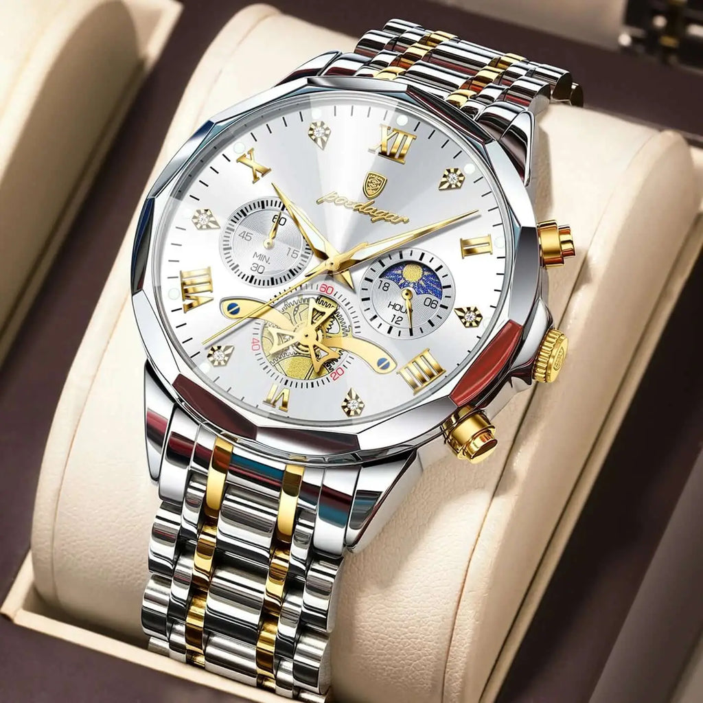 Montre Chronographe Homme – Acier Lumineux Étanche Sport POEDAGAR