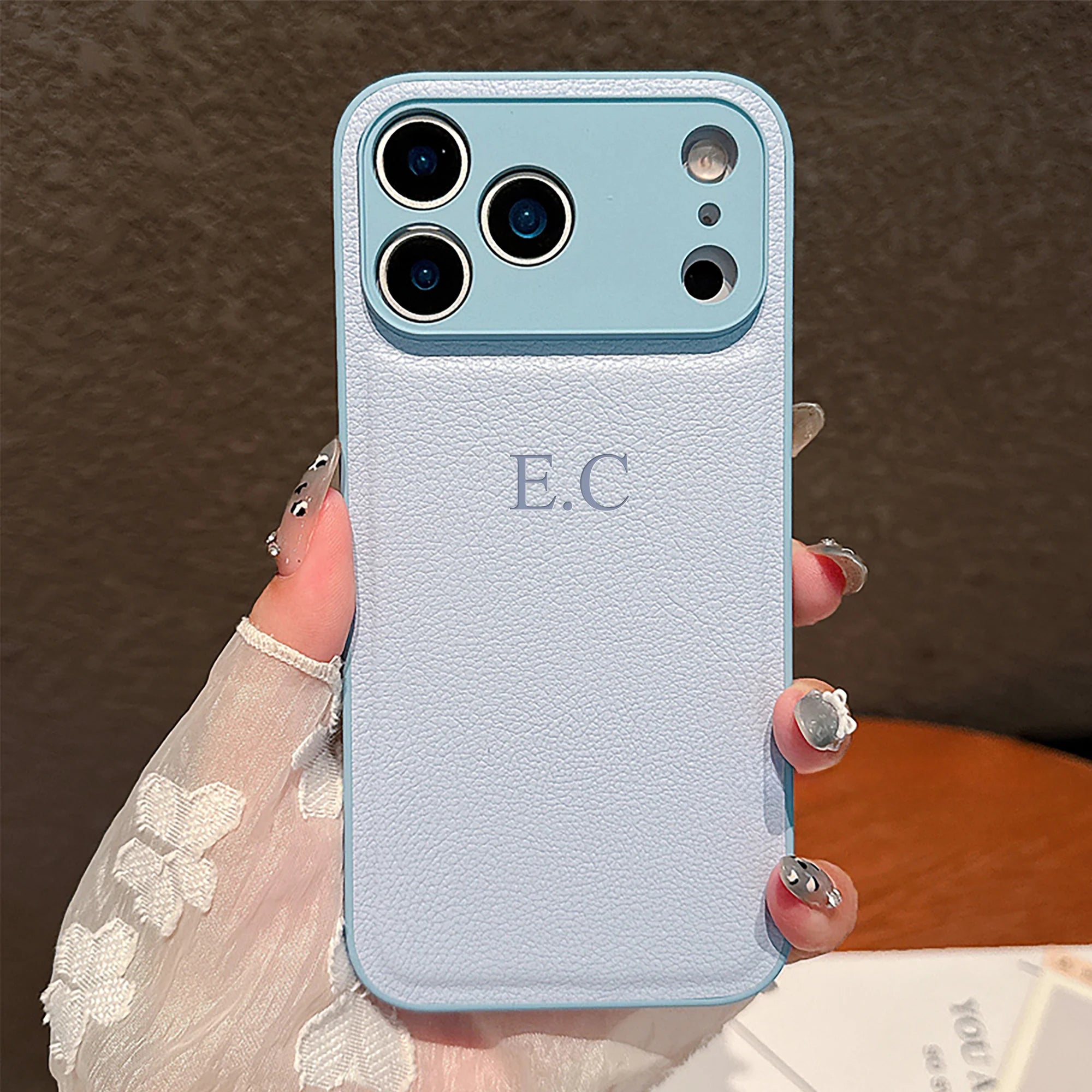 Personalized Luxury Customized Name 3D DIY Hot Engrave Faux Leather Phone Case For iPhone 17 16 15 14 13 Pro Max Plus Air TechVisio