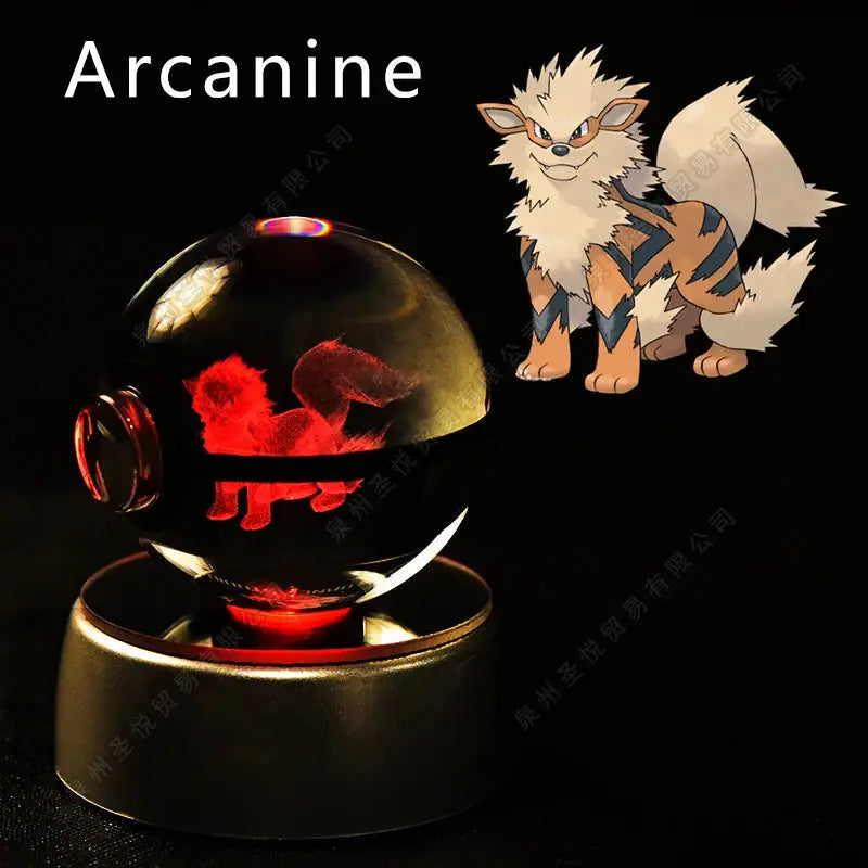 Boule de Cristal Pokémon 3D LED – 36 Personnages, Socle Lumineux, Cadeau TechVisio