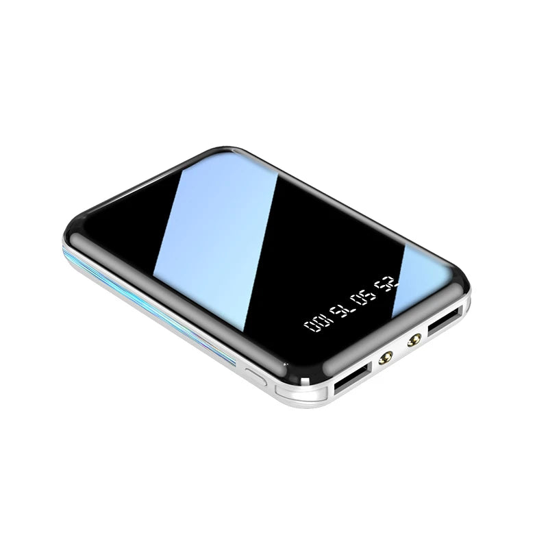Batterie Externe Mini 20000mAh Écran Miroir LED – Double USB, Torche, 5 Coloris
