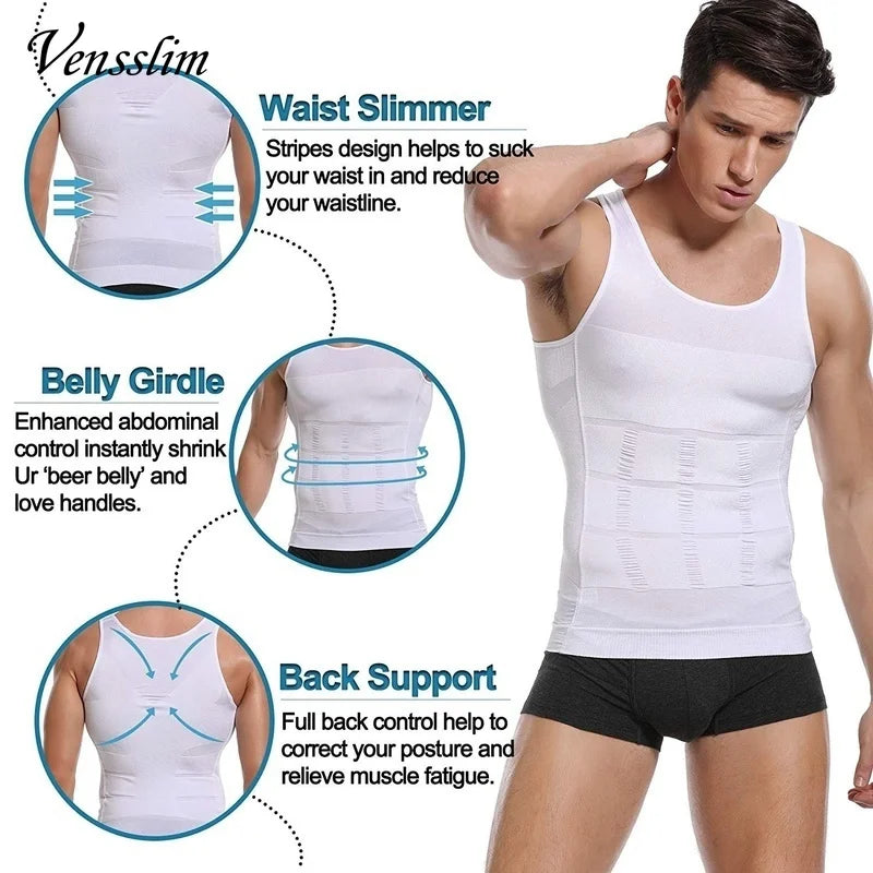Compression Shirt Slimming Body Shaper Vest Men Gym Workout Sleeveless Gynecomastia Abdomen Waist Trainer Shapewear TechVisio