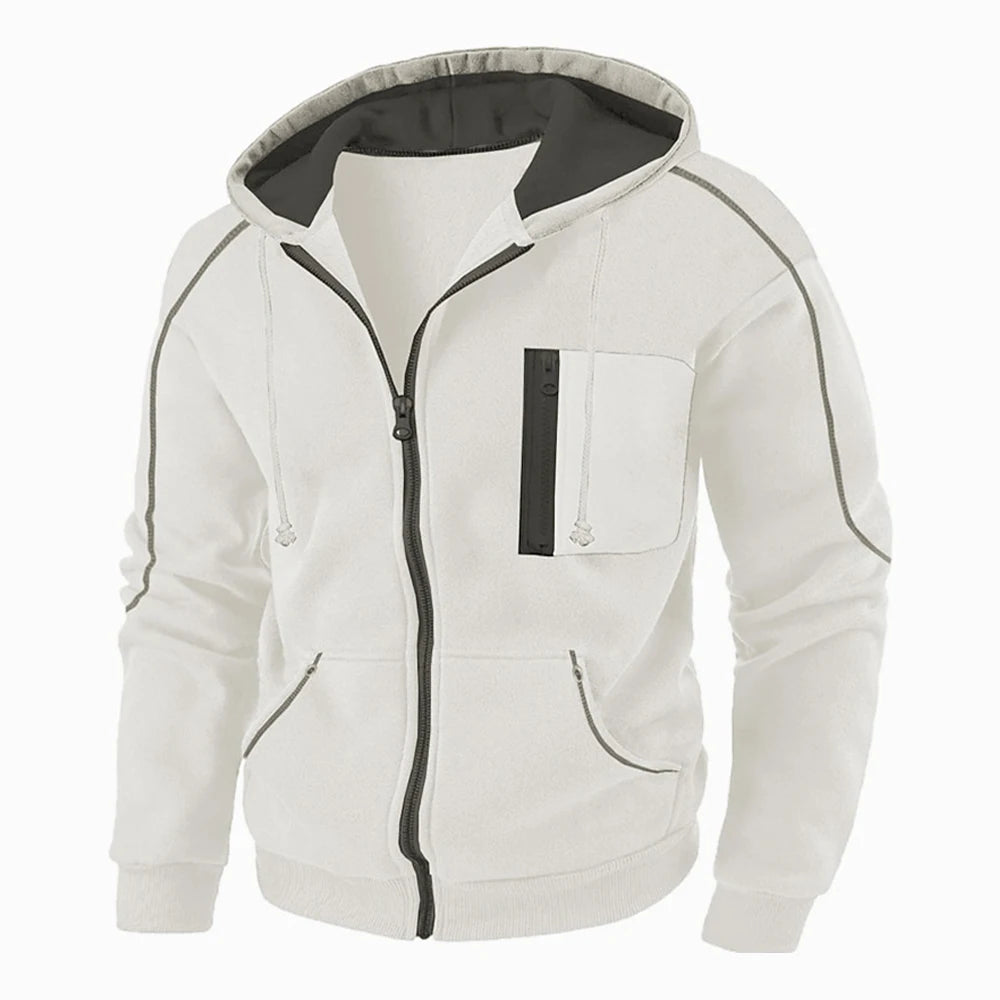 Men's Full Zip Hoodie Jacket Hooded Plain Pocket Sports Outdoor Daily Sports Hot Stamping Designer Basic Casual Sweatshirts TechVisio