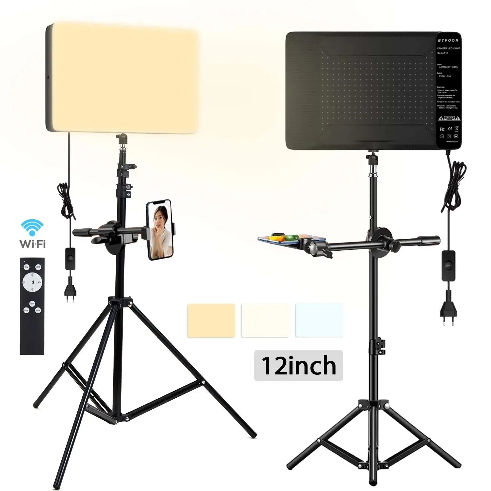 Panneau LED Studio TechVisio – Bi-Color 3000-6500K | Bras Long | Trépied TechVisio