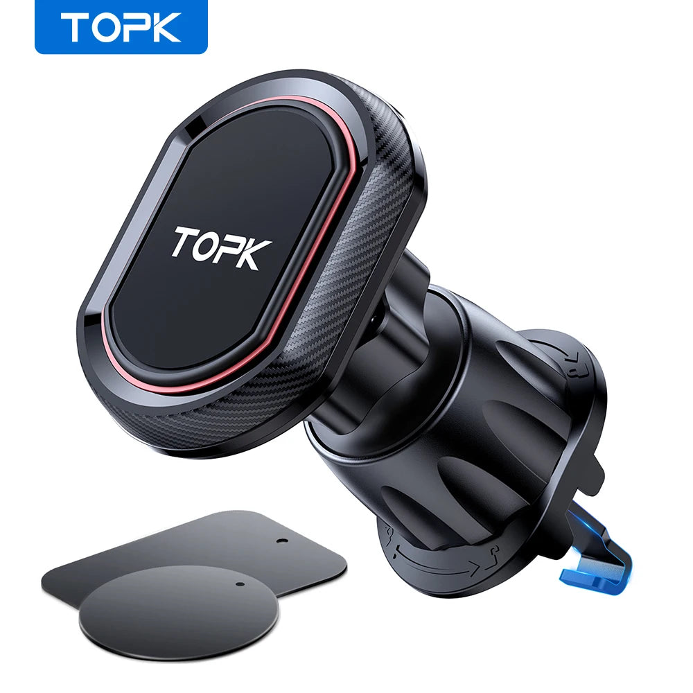 Support Magnétique Voiture TOPK N52 – 4 Aimants | Grille Aération | Universel
