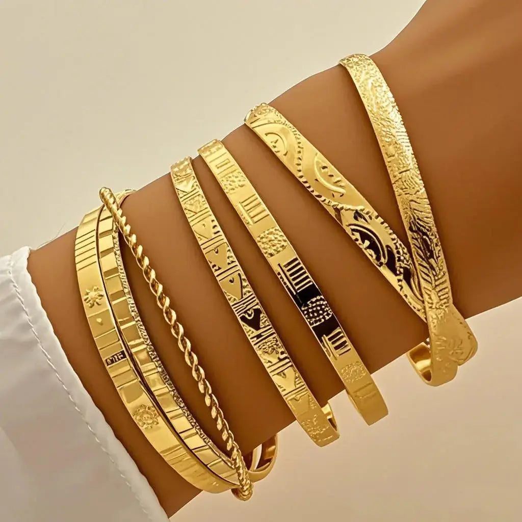 Set 7 Bracelets Bohème Dorés – Manchette Femme Style Tendance DAIPAN