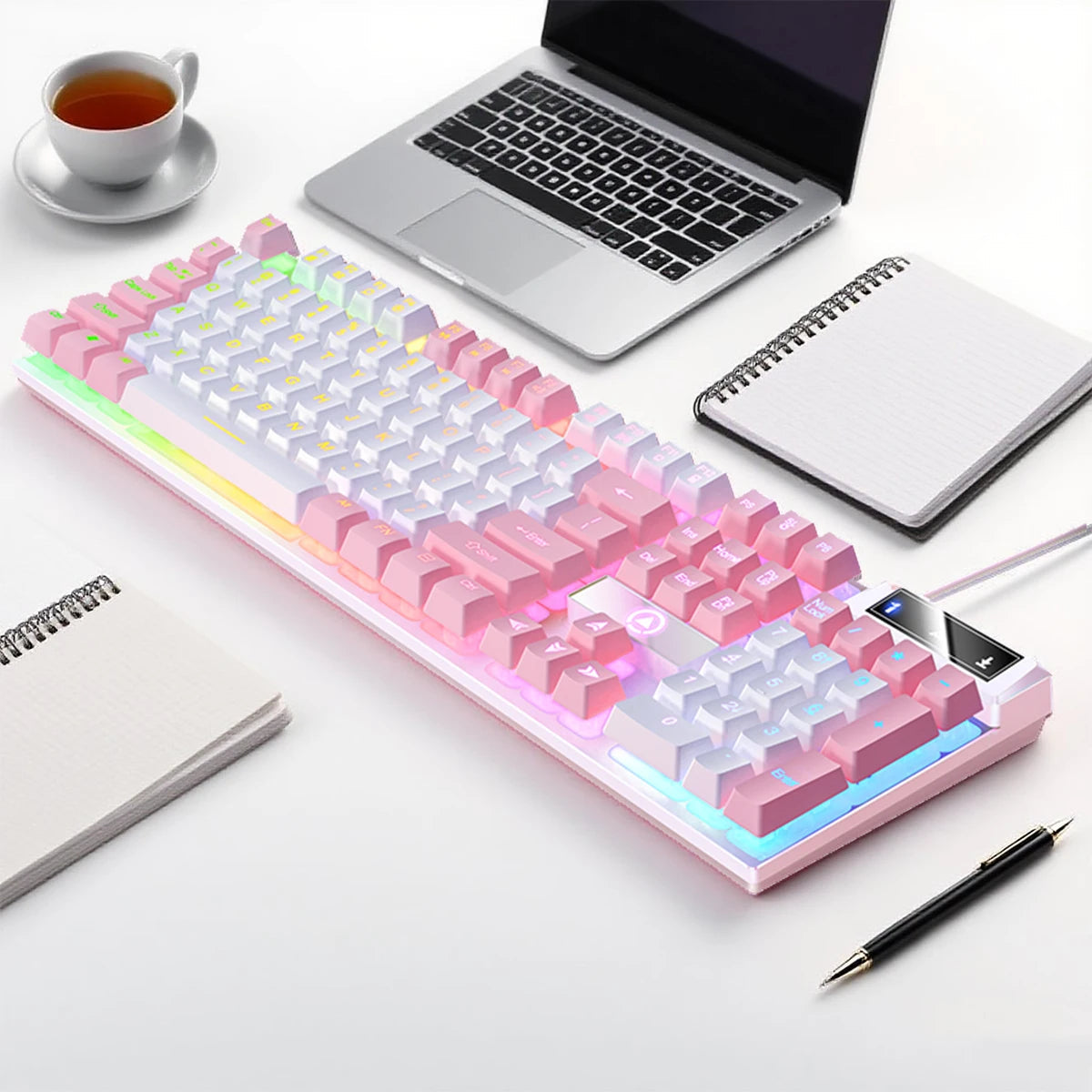 YINDIAO K500 Wired  Keyboard Gaming  Laptop Desktops PC Computer Office Accessories Low Profile Gamer Keyboards With Numpad TechVisio