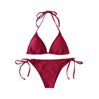 Women Thong Bikini Set Side Lace-up Sexy Swimsuit Bandage Neck Tie Swimwear Adjustable Brazilian Style Bikini Underwear TechVisio