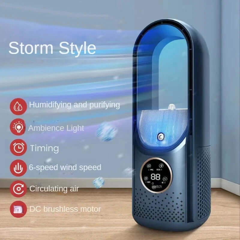Portable USB Air Cooler Leafless Electric Fan 6 Speed Silent Timer Air Conditioner Cooling Fan Humidifier Conditioning Fan TechVisio
