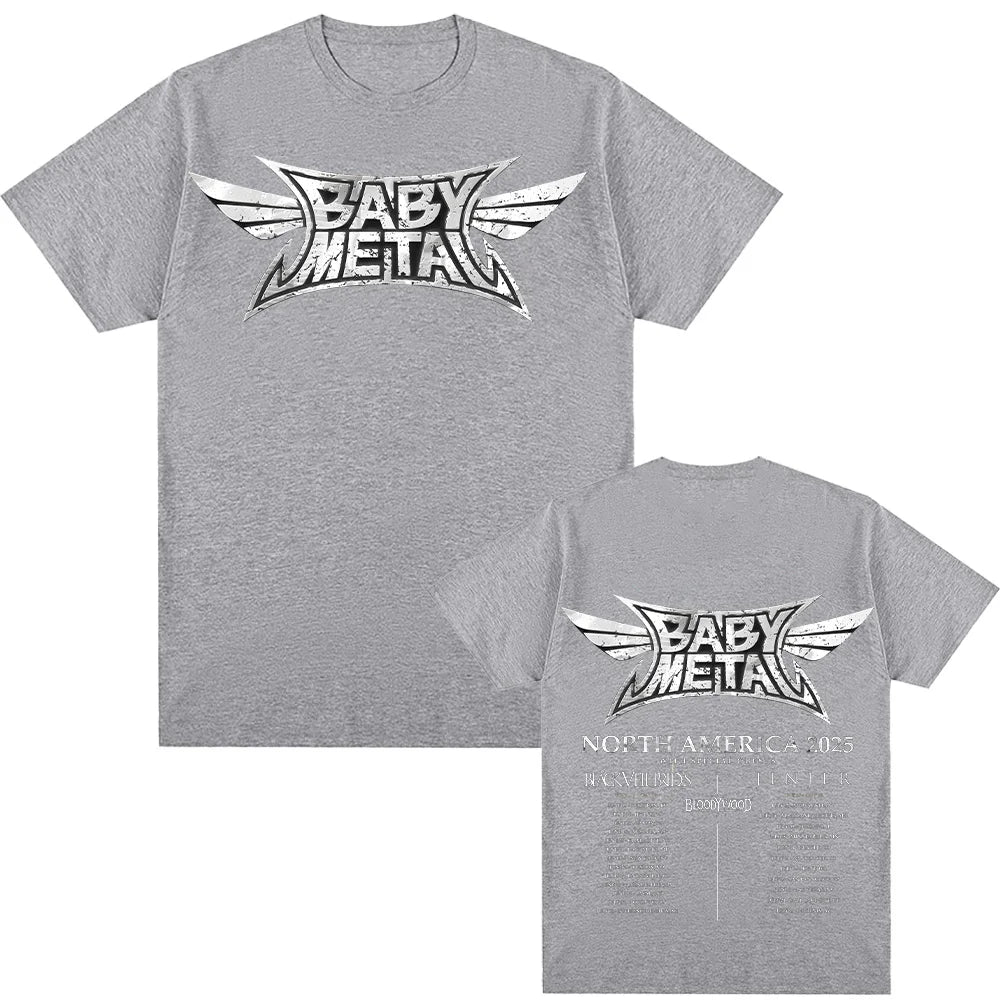 Babymetal North America Tour 2025 T-shirts Vintage Babymetal Japan Metal Rock Band Tshirts Men Women's Pure Cotton Tees Harajuku TechVisio