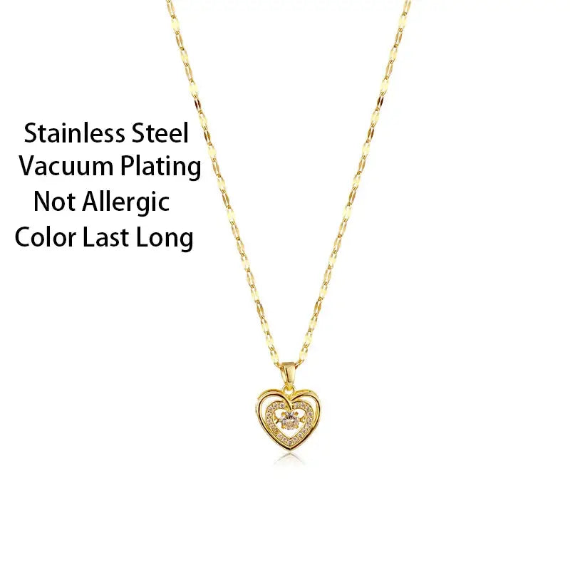 Collier Pendentif Cœur Cristal Acier – Style Coréen Femme Tendance Marisa
