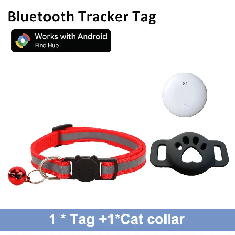 Bluetooth Tracker Compatible with Google Find My (Android Only), Tracker for Pets, Cat Location Tracker with Holder, Cat Collar TechVisio