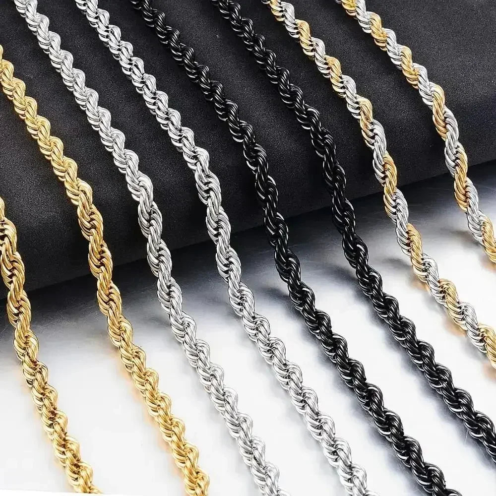 Chaîne Corde Acier Inoxydable – Waterproof | 4 Couleurs & 5 Largeurs