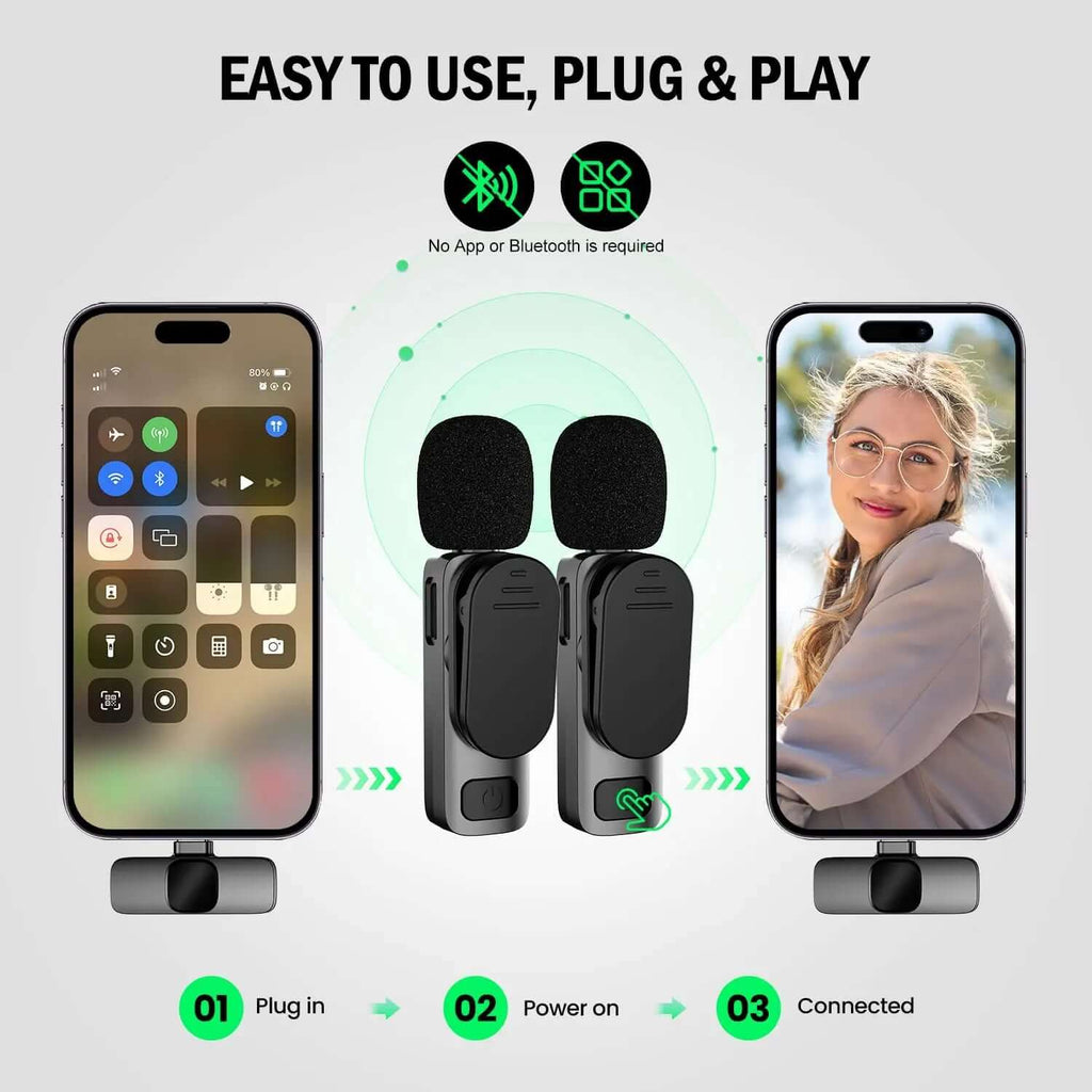 Micro Lavalier Sans Fil 2.4G Basix — Anti-bruit iPhone Android TechVisio