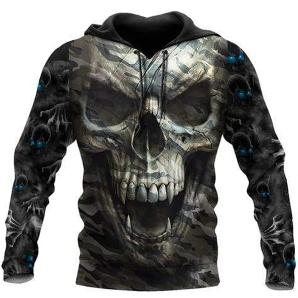 Vintage Skull 3D Print Hoodie Men/Women Casual Fashion Hoodies 2026 Pullover Sweatshirts Oversized Unisex Men Coat TechVisio