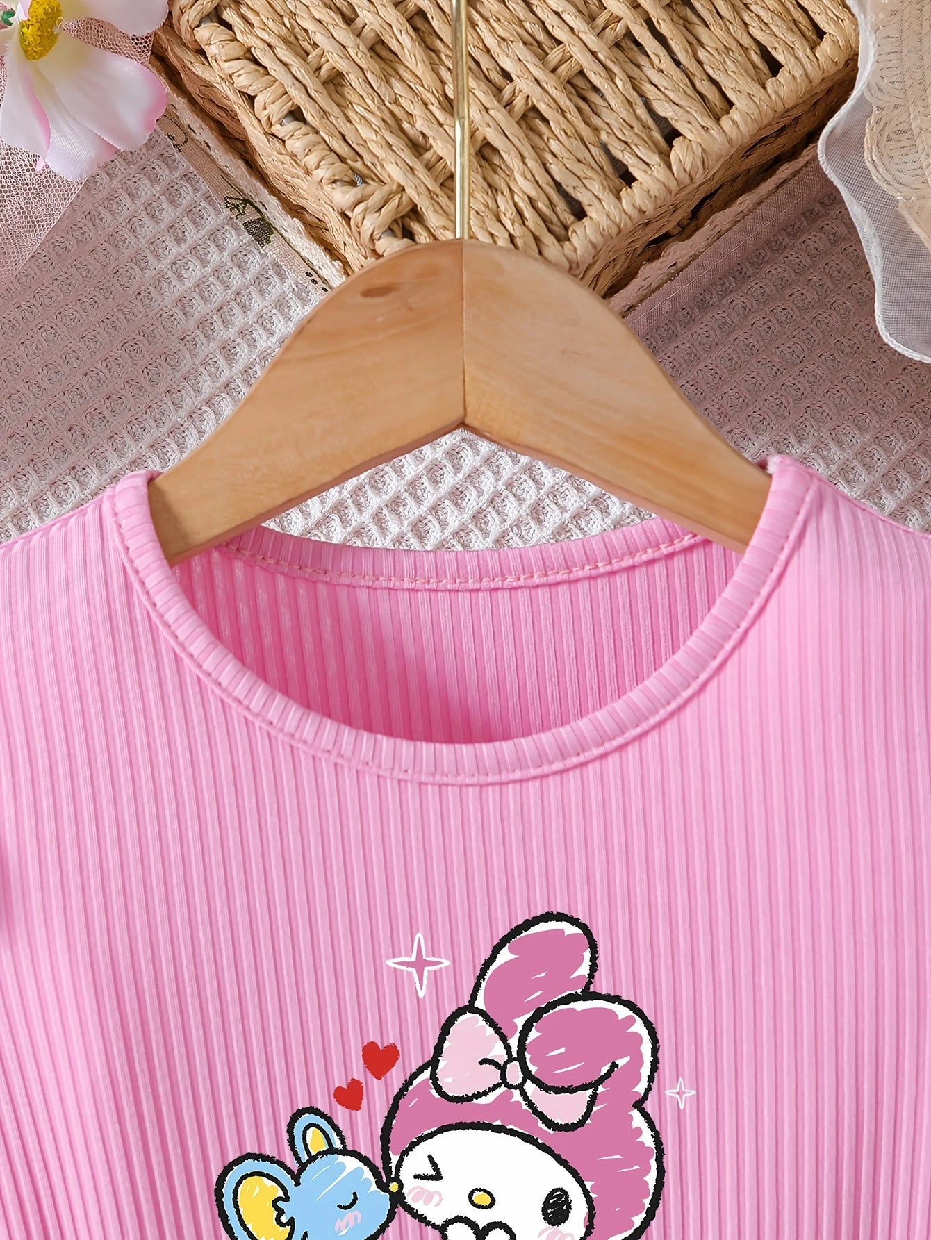 My Melody Kids Dress, Sanrio Licensed Cartoon Printed Girls' Dress with Rose Tulle TechVisio