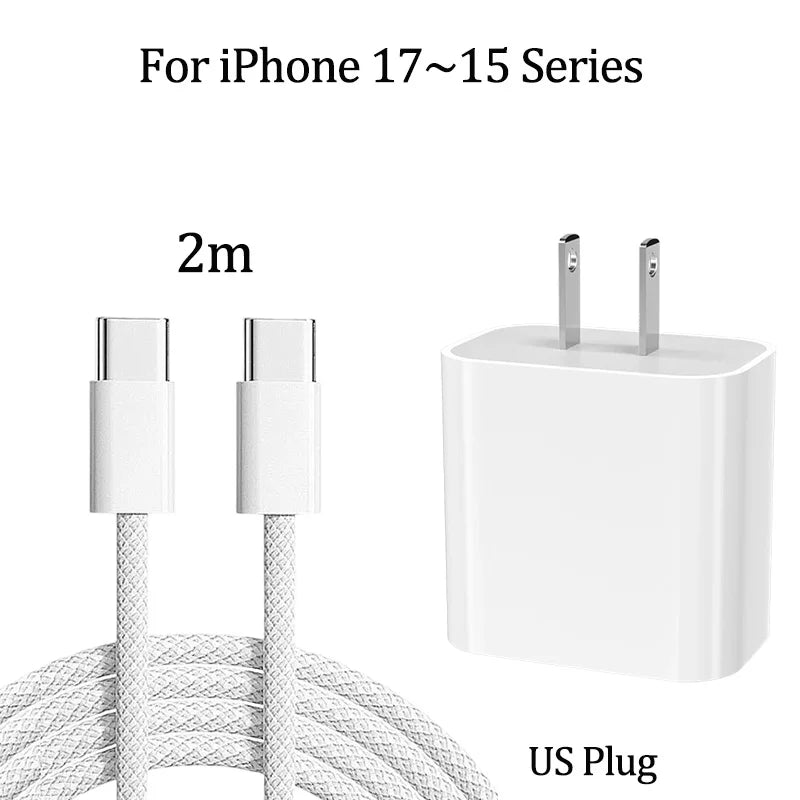 Chargeur iPhone 20W USB-C KEAI – Charge Rapide + Câble Inclus