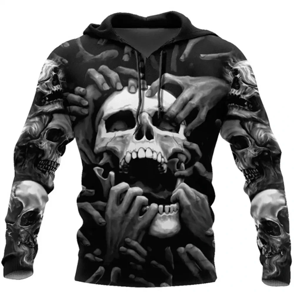 Vintage Skull 3D Print Hoodie Men/Women Casual Fashion Hoodies 2026 Pullover Sweatshirts Oversized Unisex Men Coat TechVisio