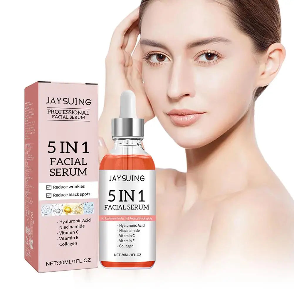 5 In 1 Fade fine lines Firming Face Serum Moisturizing brightning Vitamin C Hyaluronic Acid Facial Serum Shrink Pores Skin Care TechVisio