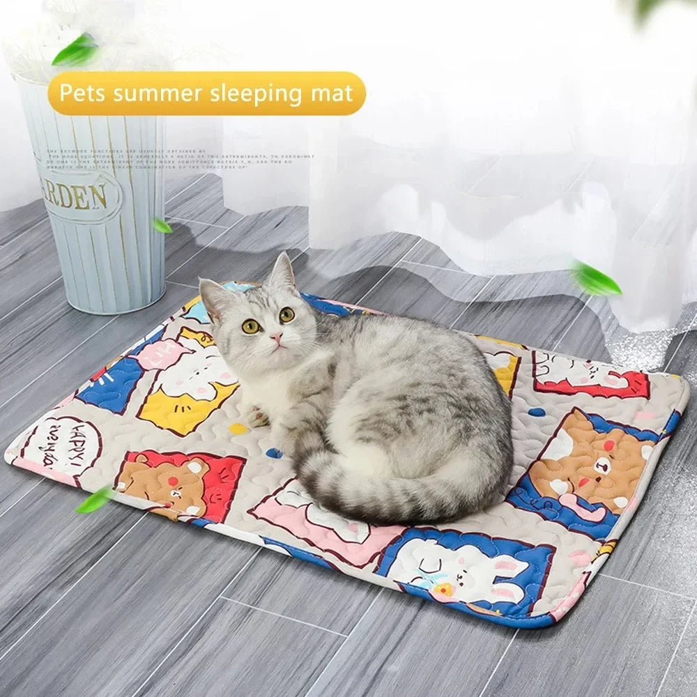 Summer Mat Pet Cooling Ice Blanket Mat Moisture Proof Dog Floor Sofa Cushion Skin Friendly Cat Sleep Breathable Pet Bed Covers TechVisio