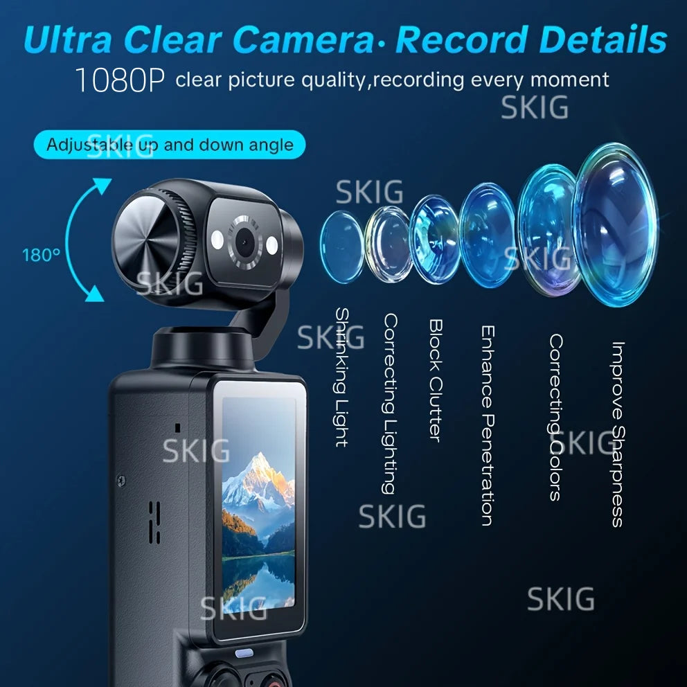 Caméra Vlog SKIG 1080P FHD – Rotation 180° | CMOS | Blanc & Noir