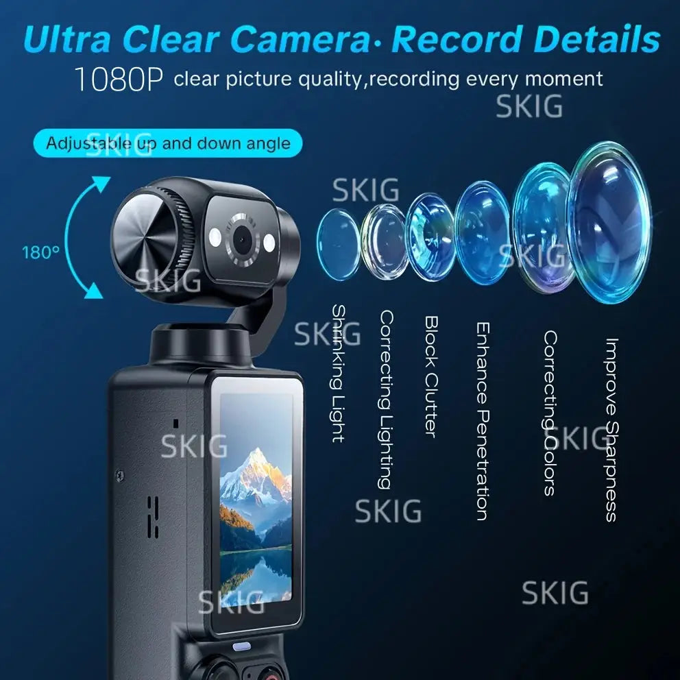 Caméra Vlog SKIG 1080P FHD – Rotation 180° | CMOS | Blanc & Noir TechVisio