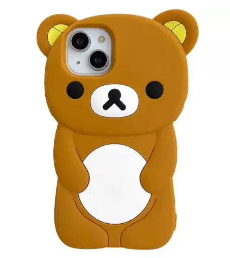 Cartoon Rilakkuma Bear Silicone Soft Cover Case For iPhone 17 16 15 14 13 12 11 Pro Max Plus Xs XR 6 7 8 Plus 5 5S 4 4S TechVisio