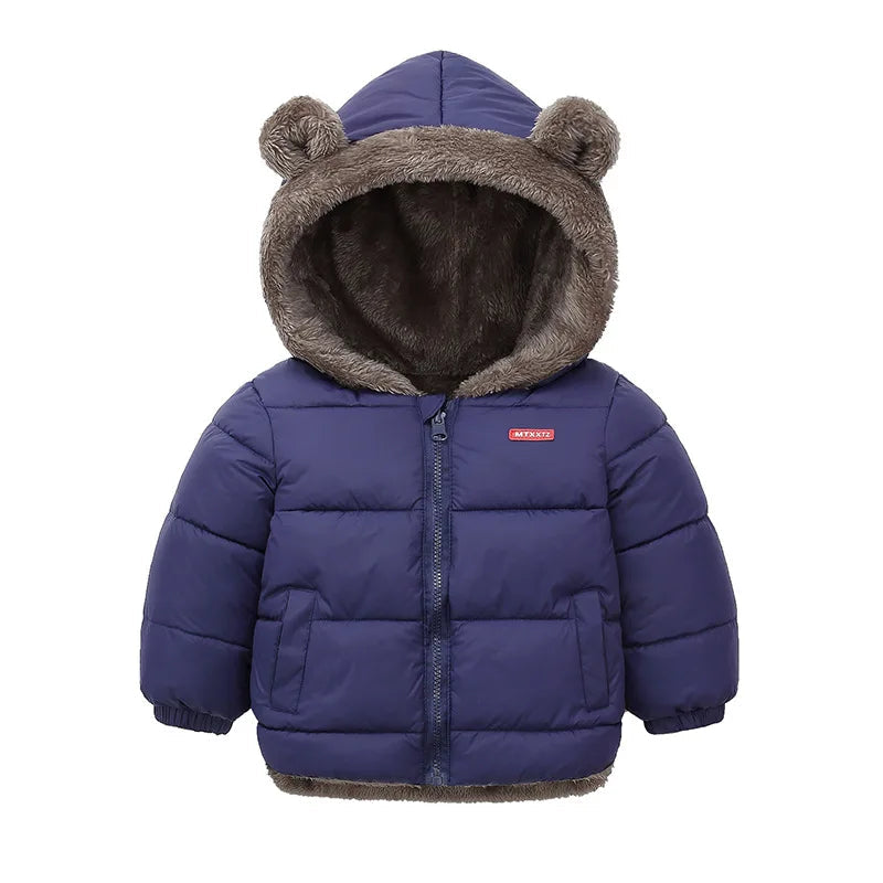 Boys Girls Thick Jackets Winter Kids Padded Fleece Warm Coats Children Hooded Cotton Outerwear Kids Clothes Cashmere Snowsuit TechVisio