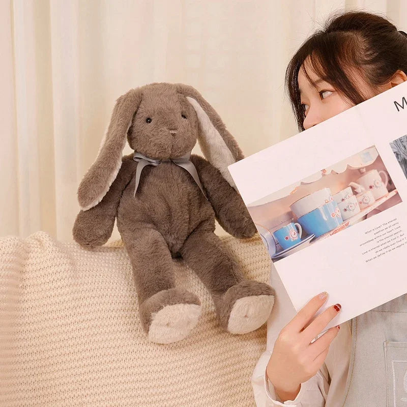 Peluche Lapin Longues Oreilles – 30cm & 40cm, Gris & Crème