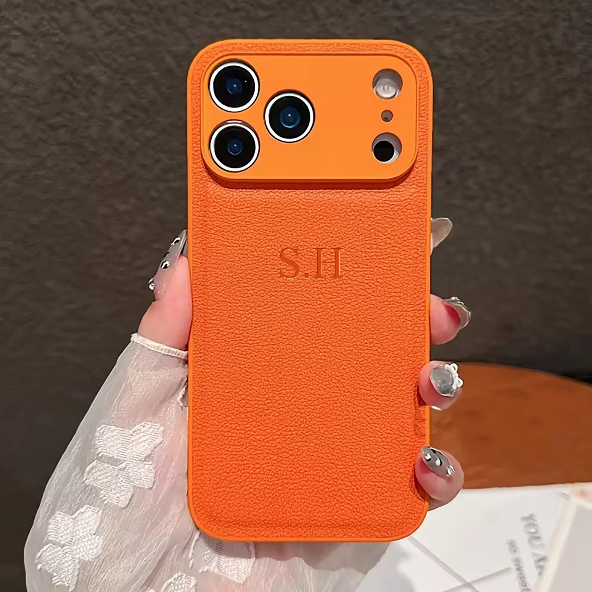 Personalized Luxury Customized Name 3D DIY Hot Engrave Faux Leather Phone Case For iPhone 17 16 15 14 13 Pro Max Plus Air TechVisio