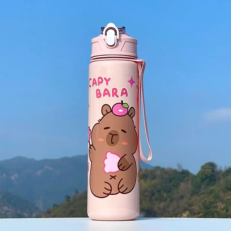 Gourde Capybara 750ml – Paille, Portable, Outdoor