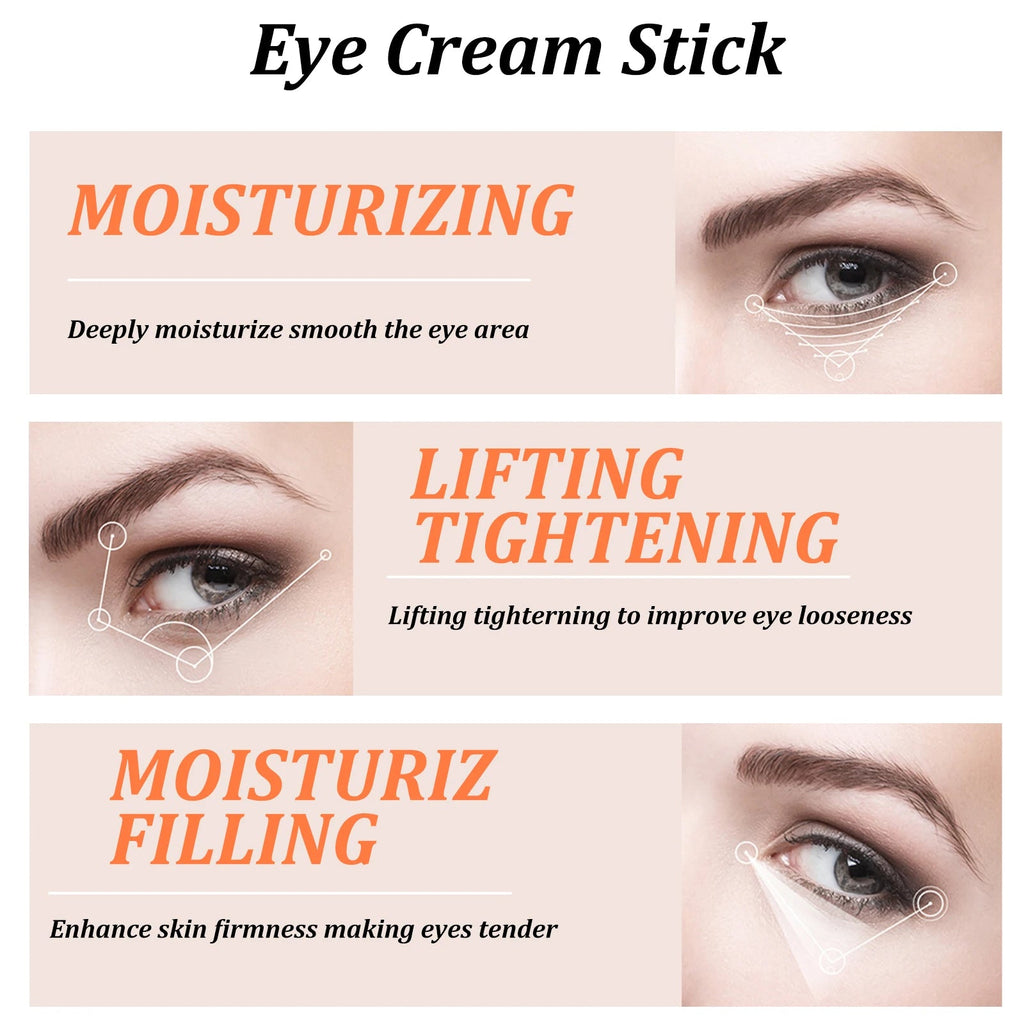 Snail Eye Cream Stick Collagen Fade Fine Lines Wrinkle Lightening Dark Circles Firming Eye Bags Puffiness Moisturizing Eye Cream TechVisio