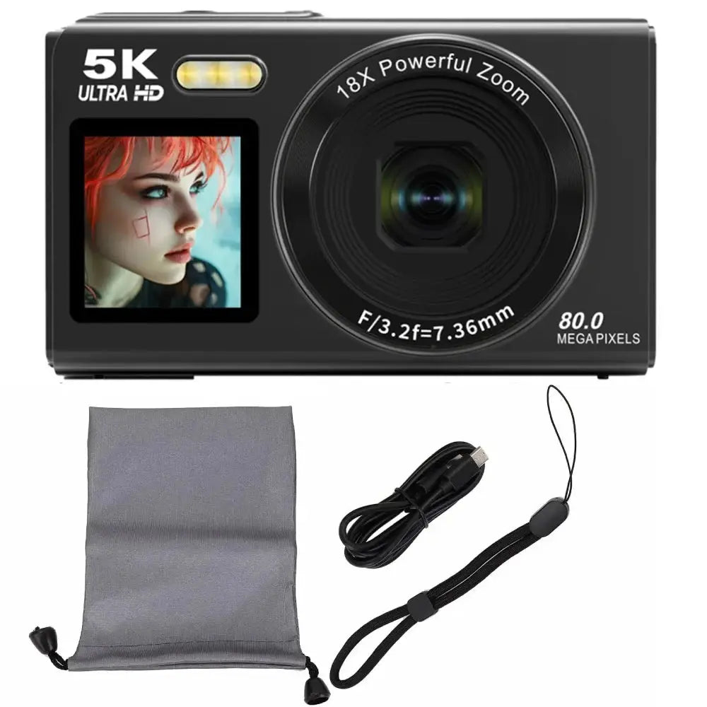 Magecam Appareil Photo 5K – 80MP | Double Écran | Zoom 18x | Wi-Fi TechVisio